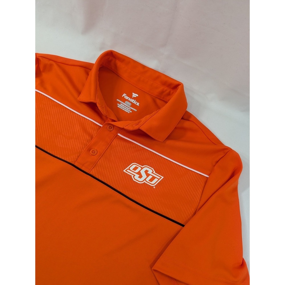 Fanatics Polo Shirt‎ Size L Orange Oklahoma State Cowboys Classic Stripe